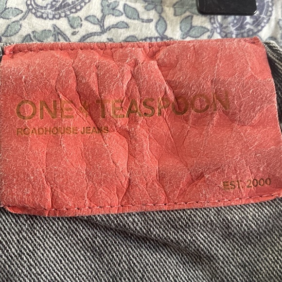 One Teaspoon faded black drawstring wide leg jeans, size Medium - Picture 7 of 12